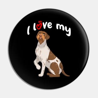 I Love My Wirehaired Pointing Griffon Dog Pin