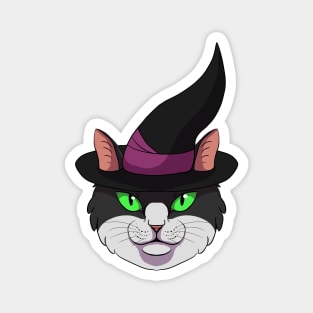 Black and white witch cat Magnet