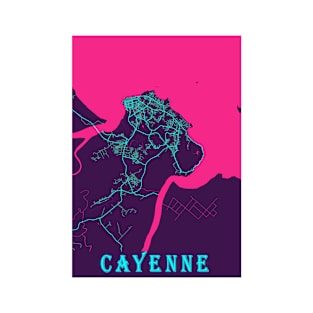 Cayenne Neon City Map, Cayenne Minimalist City Map Art Print T-Shirt