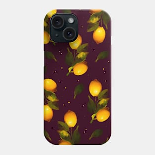 Watercolor lemon patter Phone Case