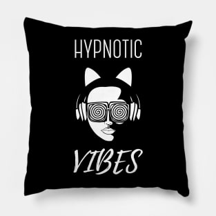 Hypnotic Vibes EDM Girl DJ with Cat Ears and Headphones Pillow