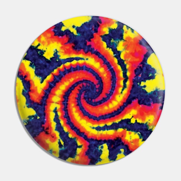 Mini Spiral Wig Wag Red Yellow Navy Tie Dye Pin by TrippyTieDyes