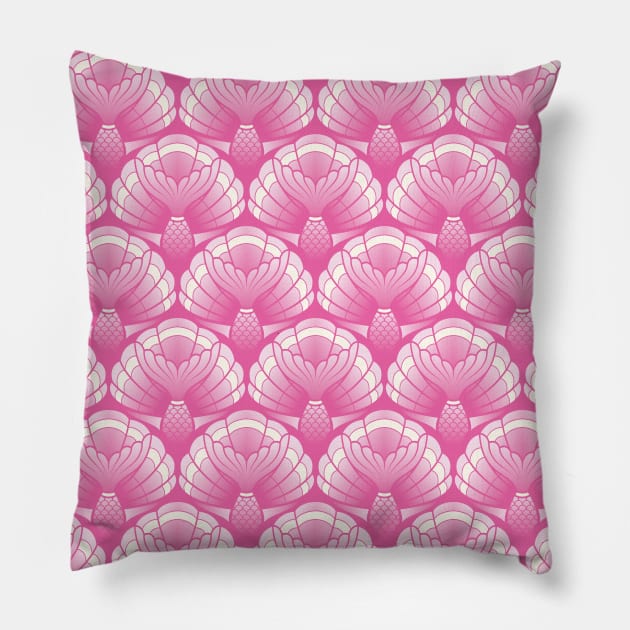 Pink Mermaid Tails Pillow by Carolina Díaz