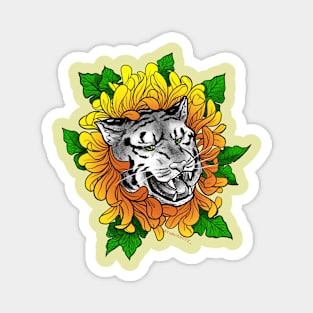 tiger + flower (yellow) Magnet