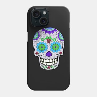 Aqua Flower Eyes Sugar Skull Phone Case