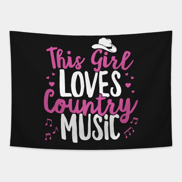 This Girl Loves Country Music Lover Western Hat Musician graphic Tapestry by theodoros20
