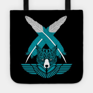 Wolf and feather artwork Tote