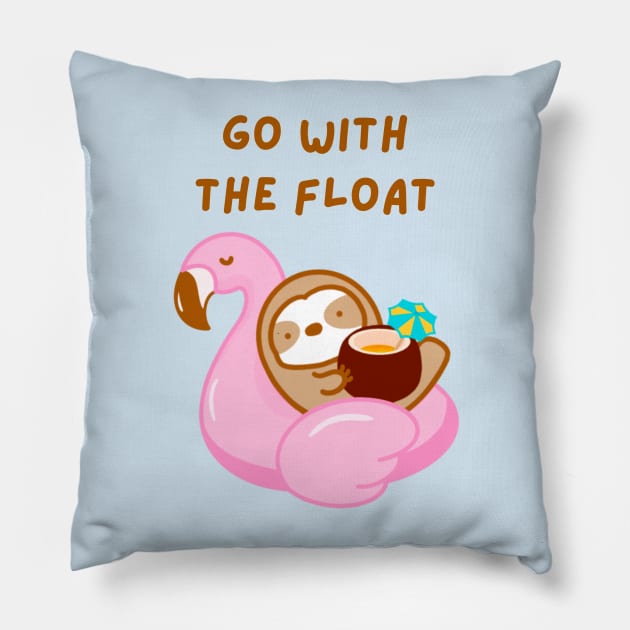 Go With the Float Coconut Drink Sloth Pillow by theslothinme