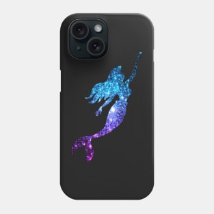 Teal and Purple Ombre Faux Glitter Mermaid Silhouette Phone Case