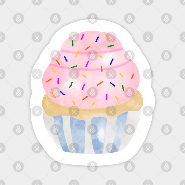 Watercolor cupcake Magnet by MutchiDesign