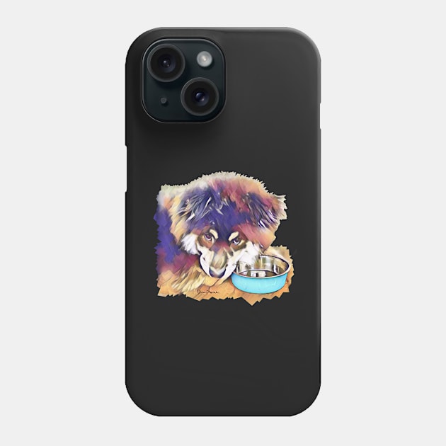 Puppy with an Empty Bowl Phone Case by petrasart