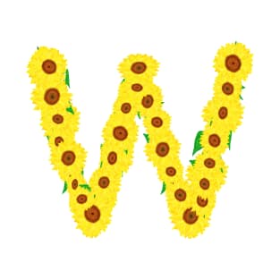 Sunflowers Initial Letter W (White Background) T-Shirt