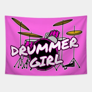 Drummer Girl Drum Kit Female Musician Drumming Tapestry