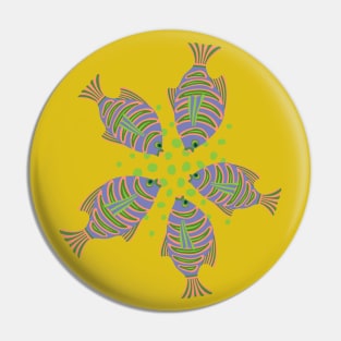 FEEDING TIME Tropical Striped Fish Undersea Ocean Coral Reef Sea Life in Purple Blush Green - UnBlink Studio by Jackie Tahara Pin