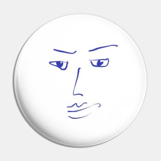 Minimalist Unimpressed Face Line Drawing Pin