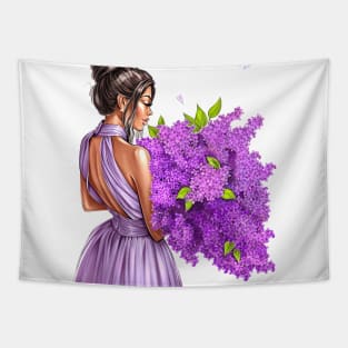 Brunette Lilac Flowers Tapestry