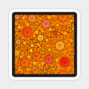 Flower Suns Warm on Orange Repeat 5748 Magnet