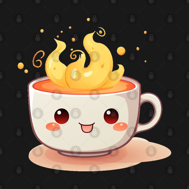 a cute cup of tea fire and burn by MilkyBerry