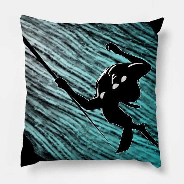 Diver silhouette deep sea diving gift Pillow by RRDESIGN