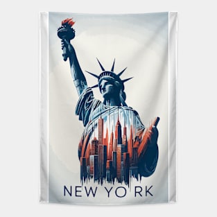The Statue of liberty New York Abstract Cityscape Tapestry