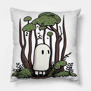 Woodsy Ghost Wandering in Forest Pillow