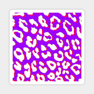 White Leopard Print Purple Pink Magnet