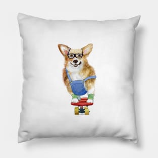 Hipster corgi skater Pillow