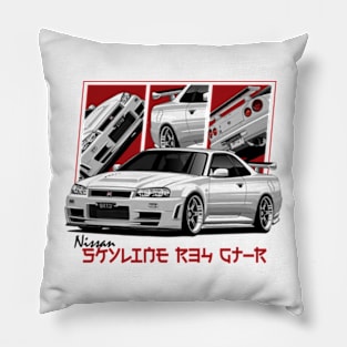 Nissan Skyline r34 GTR White, JDM Car Pillow