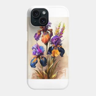 Irises flowers watercolor Phone Case