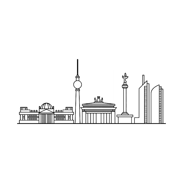 Berlin Skyline in black with details by Mesyo