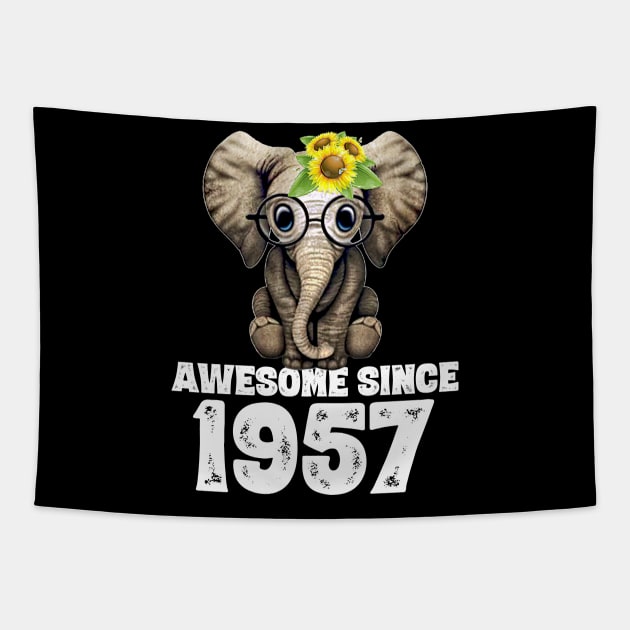 Awesome since 1957 63 Years Old Bday Gift 63th Birthday Tapestry by DoorTees