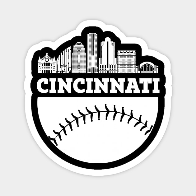 Cincinnati OH Baseball Skyline  Vintage Retro print Magnet by Bluebird Moon