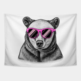 Pink Glasses Bear Tapestry