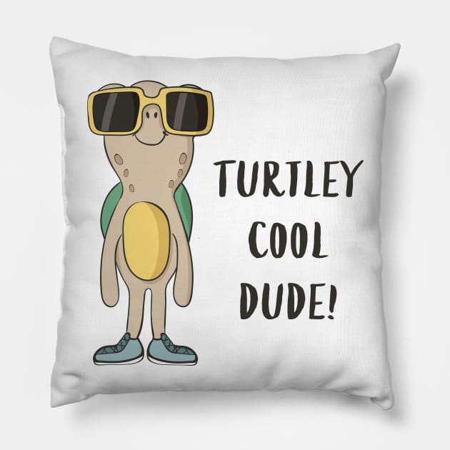 Turtley Cool Dude, Funny Cool Turtle Pillow by Dreamy Panda Designs