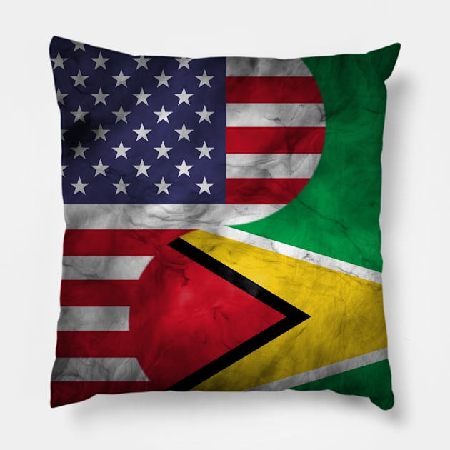 USA and Guyana Dual Flag Yin Yang Combination Pillow by Family Heritage Gifts