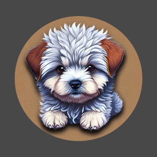 A Cute Cartoon Havanese Puppy Dog Relaxing T-Shirt