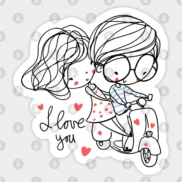 Boy girl on bike with sign 