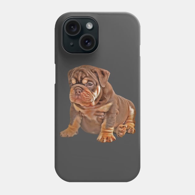 Bulldog Puppy Cute and Chubby Phone Case by deelirius8