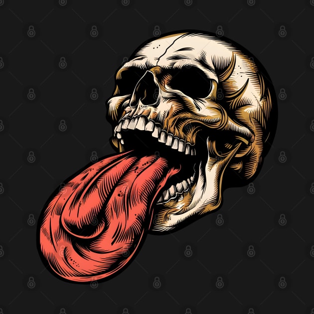 Skull With A Large Tongue by Nightmare Tee