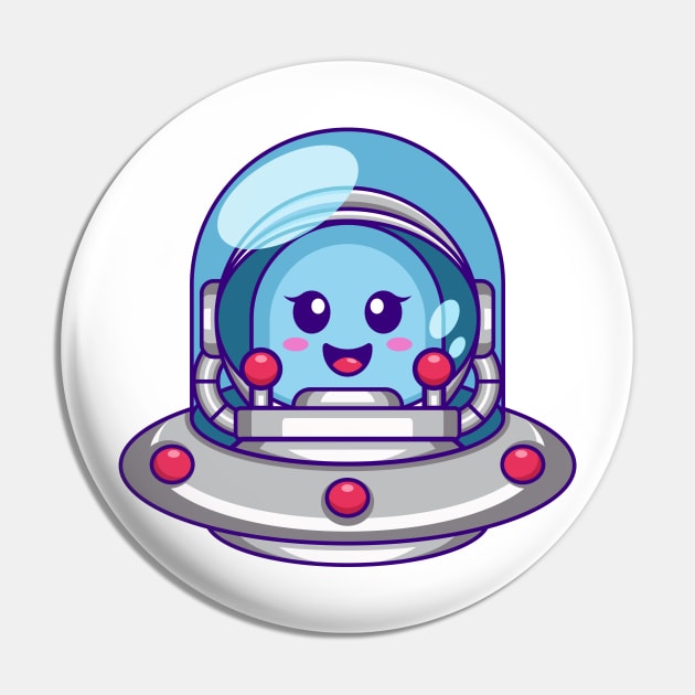 Cute alien head inside the astronaut helmet with ufo illustration Pin by Wawadzgnstuff