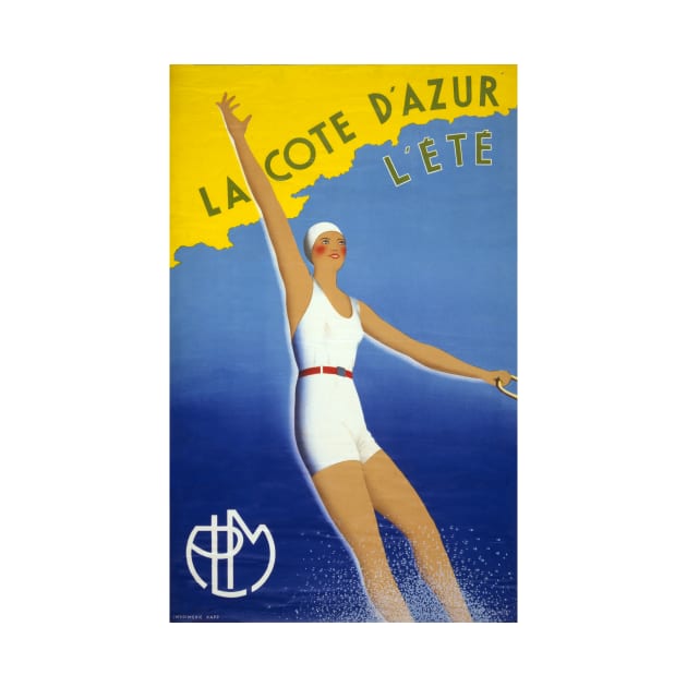 Vintage Poster Restored France La Cote d'Azur l'ete by vintagetreasure