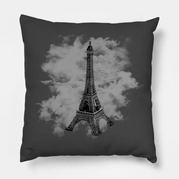 Cloudy Eiffel Tower Pillow by dankdesigns