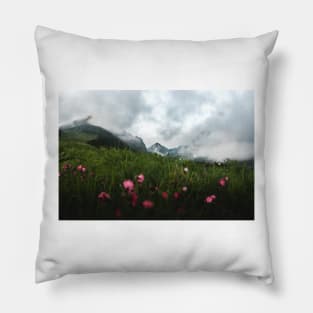 Misty Scenery in Slovakian Tatra Mountains Pillow