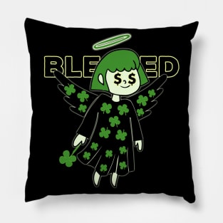 Lucky Clover Blessed Angel - Good Luck Charm Pillow