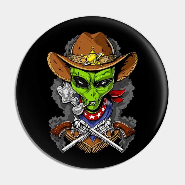 Space Alien Cowboy Pin by underheaven