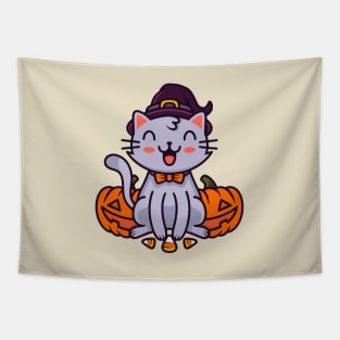 Happy Hallowen Cat Tapestry