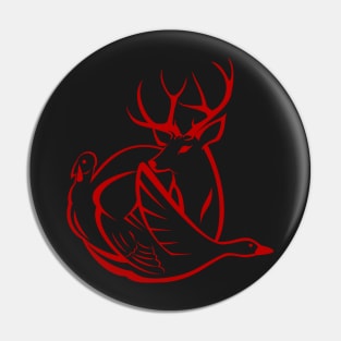 Red hunting lodge logo Pin