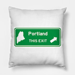 Portland, Maine Highway Exit Sign Pillow