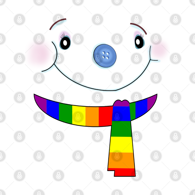 Cute Women's LGBTQ Winter Snowman Face Gay Pride Scarf - Snowman Face - T-Shirt