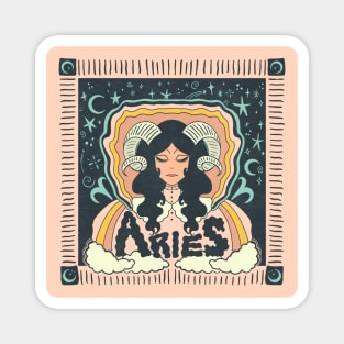 Retro Aries Psychedelic Bandana Pattern Magnet